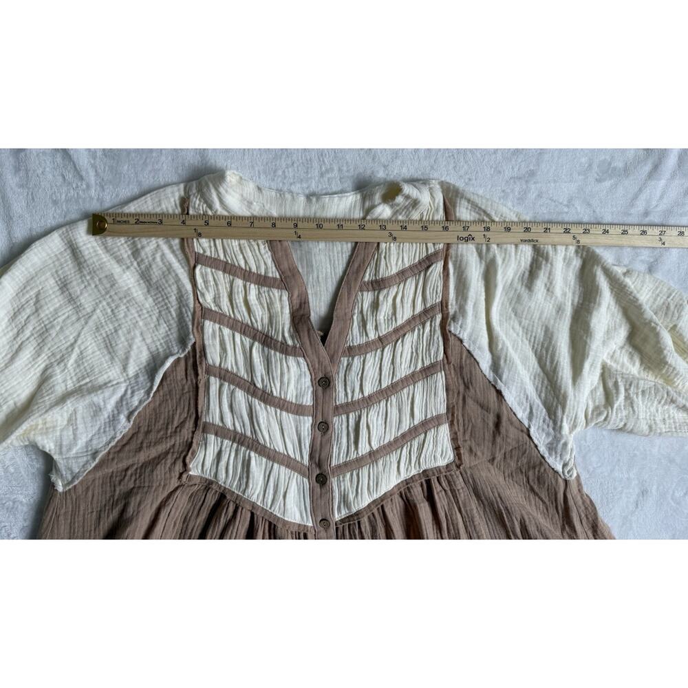Magnolia Boutique Chic Babydoll Cream Color Block Tunic Dress Size Medium - Picture 14 of 16